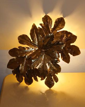 Lampada Applique Scultorea in Foglie di Oro
