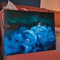 Quadro Legno "Ponyo sulla scogliera" fatto a mano