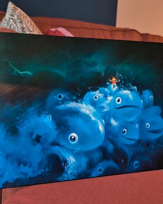 Quadro Legno "Ponyo sulla scogliera" fatto a mano