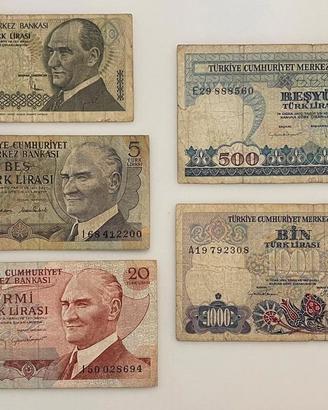 TURCHIA LOTTO 5 BANCONOTE