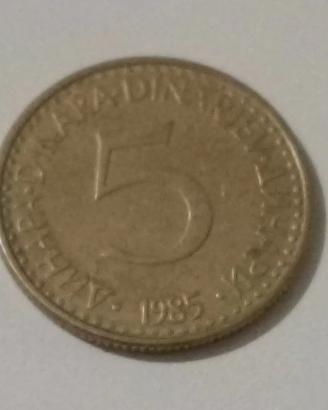 Moneta 5 Dinari Anno 1985 Ex Jugoslavia