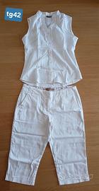 Completo pantalone camicetta conbipel bianco tg 42