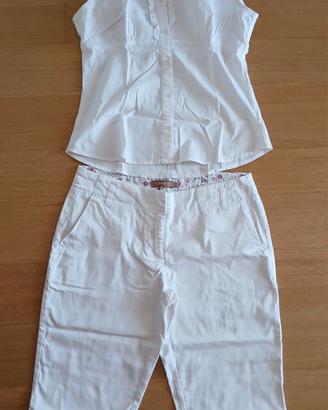 Completo pantalone camicetta conbipel bianco tg 42