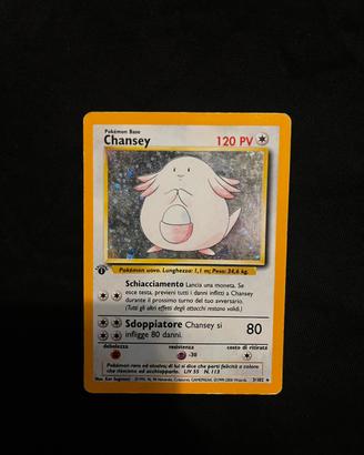 Chansey 3/102 Set Base Prima Edizione Holo Rare IT