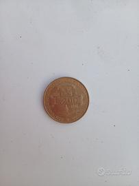 moneta antica  commemorativa italiana da 200 lire