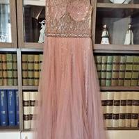 Abito elegante rosa cipria lungo, nuovo mai usato