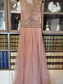 Abito elegante rosa cipria lungo, nuovo mai usato