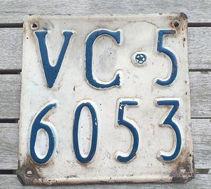 Targa per moto d'epoca metallica Vercelli