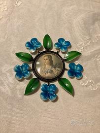 Quadretto a fiore con immagine sacra Maria Goretti