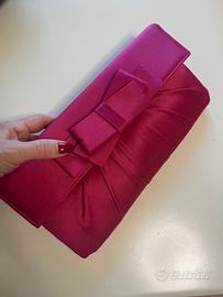 Pochette da cerimonia in raso color fucsia