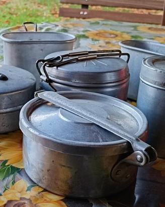 Gavette, gavettini e barattolo in alluminio