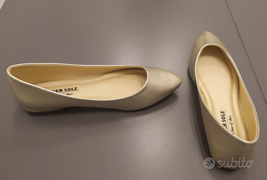 Ballerine color oro n. 38, mai usate