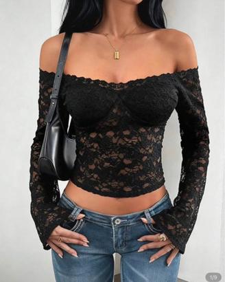 maglietta in pizzo elegante taglia S donna