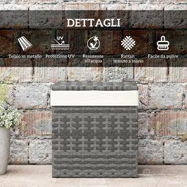 Baule da giardino in Rattan 76x45x48cm Grigio