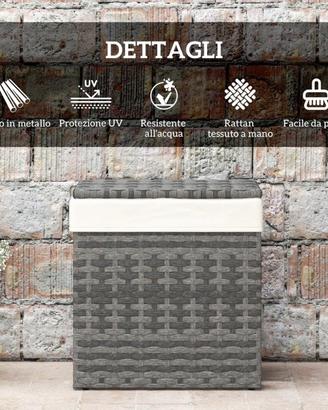 Baule da giardino in Rattan 76x45x48cm Grigio
