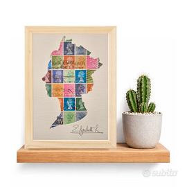 Elisabetta II - Quadro con francobolli inglesi