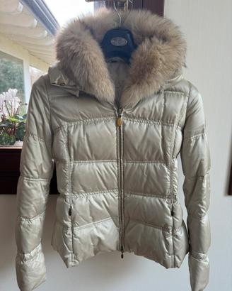 Giacca piumino donna bianco con pelliccia