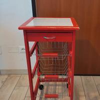 Carrello cucina con cestini portafrutta rosso