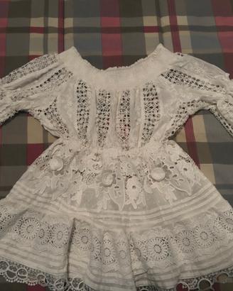 Abito bianco pizzo manica a campana