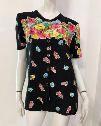 ALBA FORNARI Maglia blusa fiori multicolore