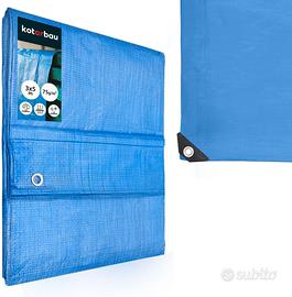 Telo Impermeabile Esterno 3 x 5 m Blu, 60 g/m²