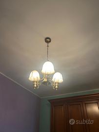 Lampadario Classico a 3 Luci con Vetri Decorati