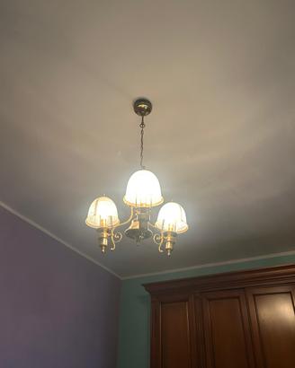Lampadario Classico a 3 Luci con Vetri Decorati
