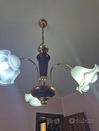Lampadario in radica di noce 