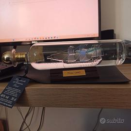 bottiglia grappa con barca a vela in cristallo