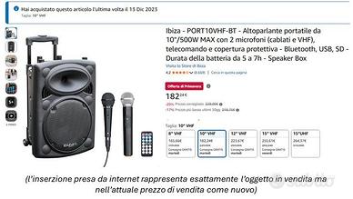 Altoparlante portatile 10" - 500 W con accessori