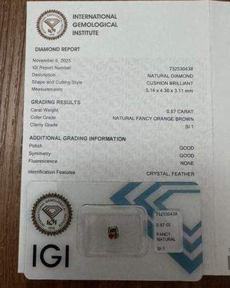 Diamante naturale Fancy Color – Certificato IGI