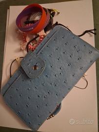  Portafoglio effetto struzzo + Set bigio