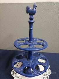 Portauovo in ghisa blu 