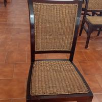 Sedie legno massello sedute e schienale rattan