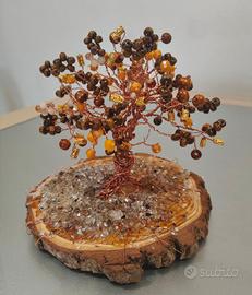 alberino rame,legno,agata, acciaio 