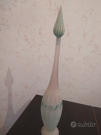 Vaso bottiglia solifleur vetro opalino acidato
