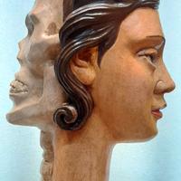 Marionetta testa due volti scenica(legno)