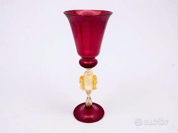 Calice Tipetto Veneziano Rosso, in vetro di Murano