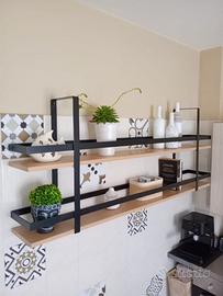 Mensola stile industrial  in ferro e legno