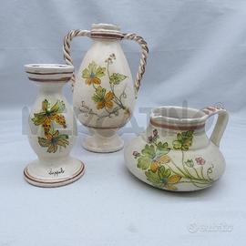 TRITTICO CERAM ANFORA BROCCA PORTA CANDELA PIANTE