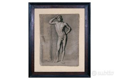 Disegno neoclassico originale inizio '800 nudo mas