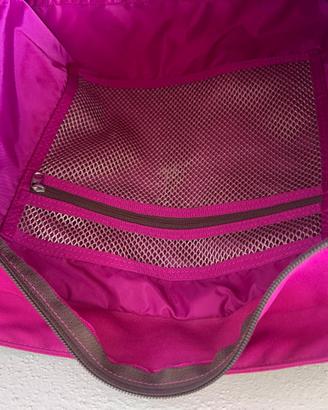 borsa per carrozzina neonato fucsia e marrone