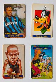 Set 4 schede telefoniche Baggio Ronaldo Disney