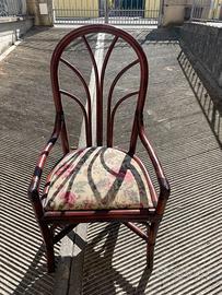 Sedia poltroncina imbottita in Rattan￼Wood