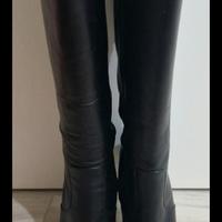 Stivali neri donna, vero cuoio con strass