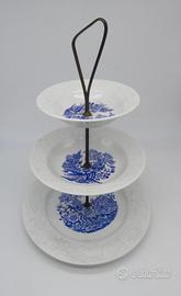 Alzata vintage 3 piani con piatti ceramica Laveno