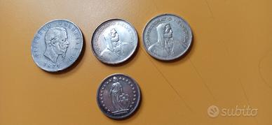 5 lire e 5 e 2 franchi argento 