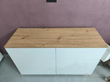 Mobile livarno basso 4 ante bianco effetto legno 