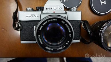 Reflex Minolta SRT 101 con obbiettivi