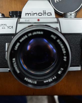 Reflex Minolta SRT 101 con obbiettivi